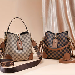 Plaid Satchel Crossbody Bag PU Leather Classic Shoulder Bag
