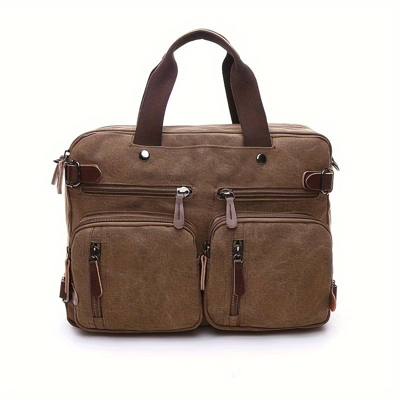 Canvas Laptop Bag With Laptop Compartment & Adjustable Strap