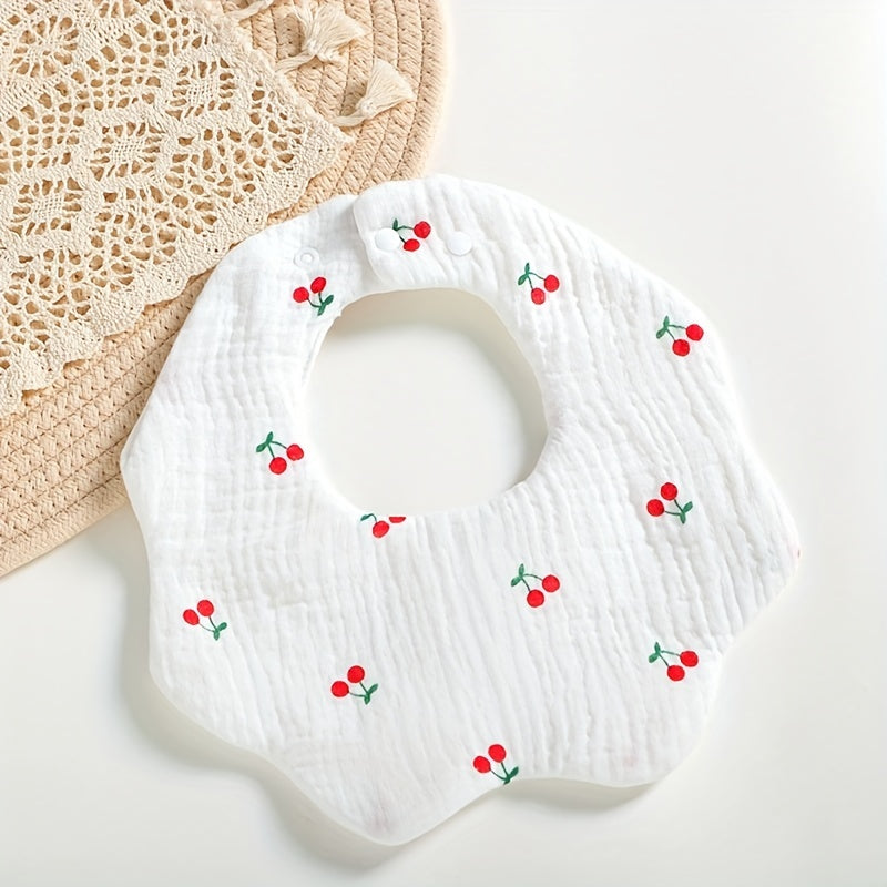 6-Layer Cotton Gauze Petal Bibs for Kids, 360 Degree Rotation, Anti-Spit Wipes