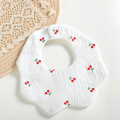 6-Layer Cotton Gauze Petal Bibs for Kids, 360 Degree Rotation, Anti-Spit Wipes