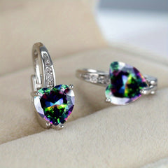 Heart Shape Zircon Ear Buckle Earrings 18K Plated Copper Ear Jewelry