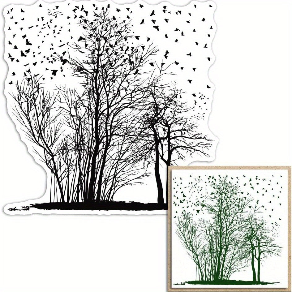 Trees and Birds Clear Stamps for Crafting