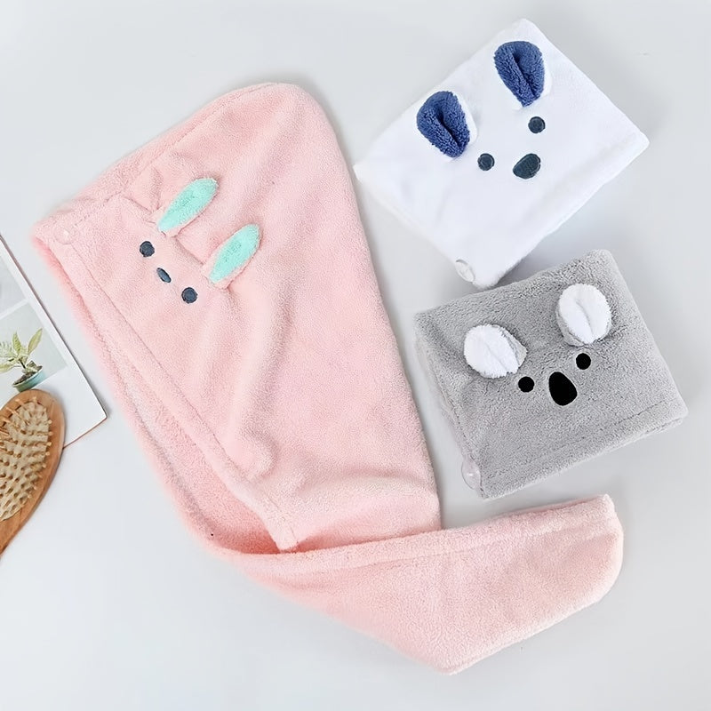 Hair Drying Towel Absorbent Cartoon Pattern Women Shower Cap Bath Hat