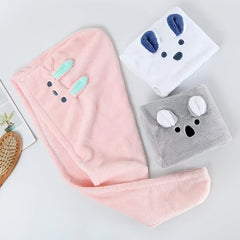 Hair Drying Towel Absorbent Cartoon Pattern Women Shower Cap Bath Hat