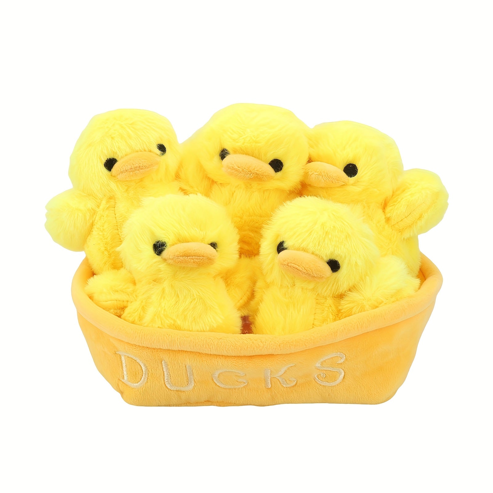 6pcs Whimsical Plush Toy Basket Set Capybara Cat Dinosaur Axolotl & Fruit