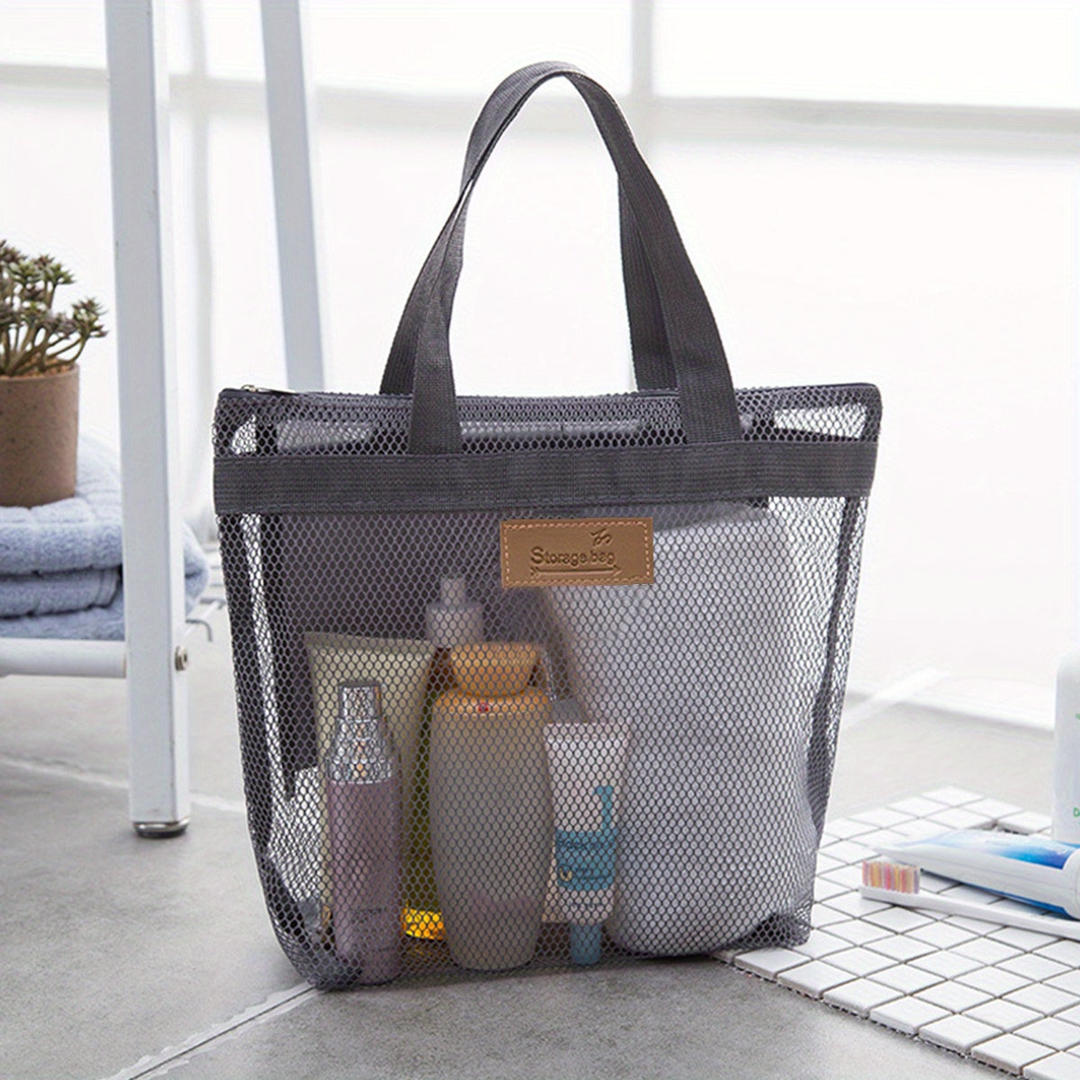 Travel Large Cosmetic Bag Makeup Mesh Toiletry Bag Portable Pouch Case