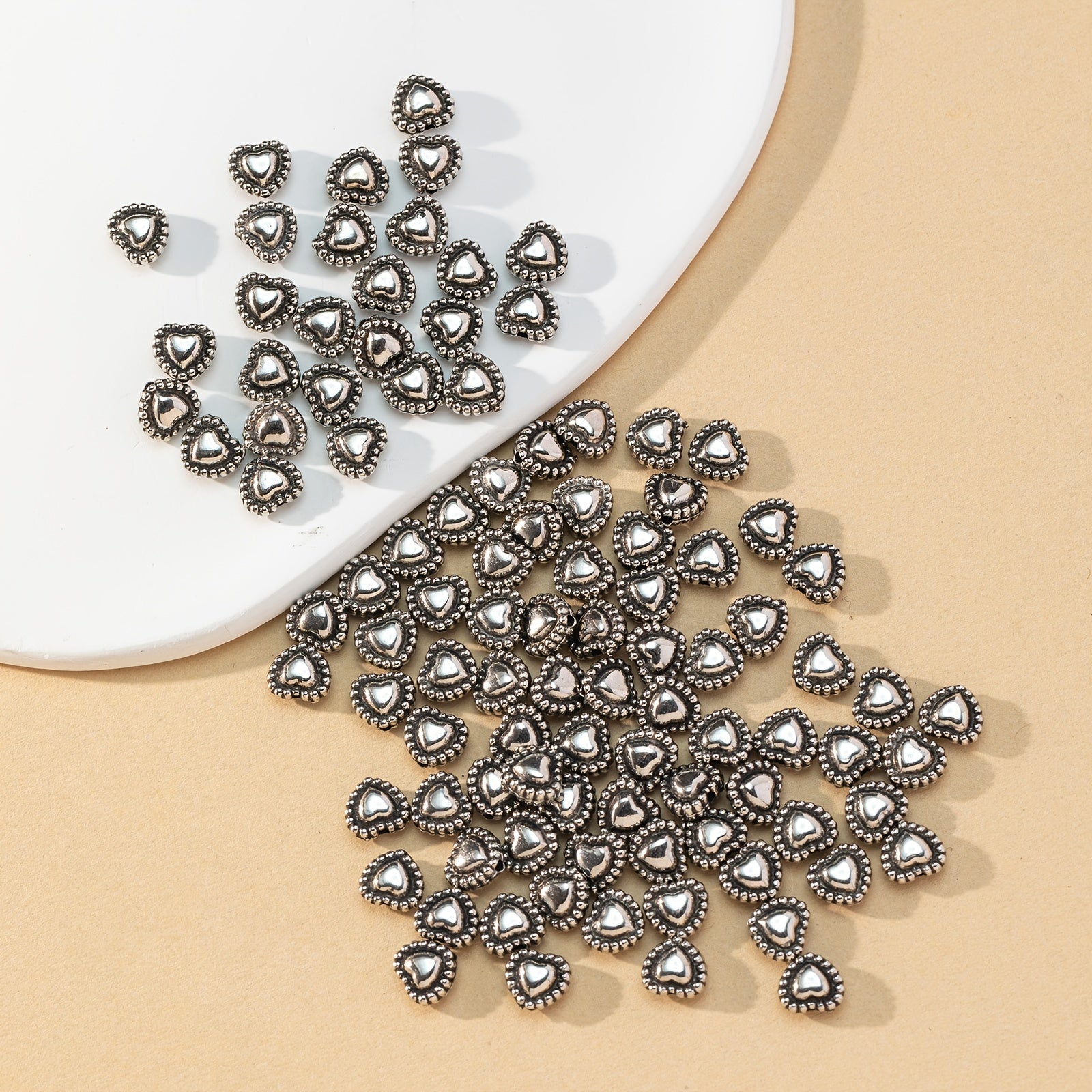 100pcs Retro Heart Beads DIY Jewelry Making Accessories