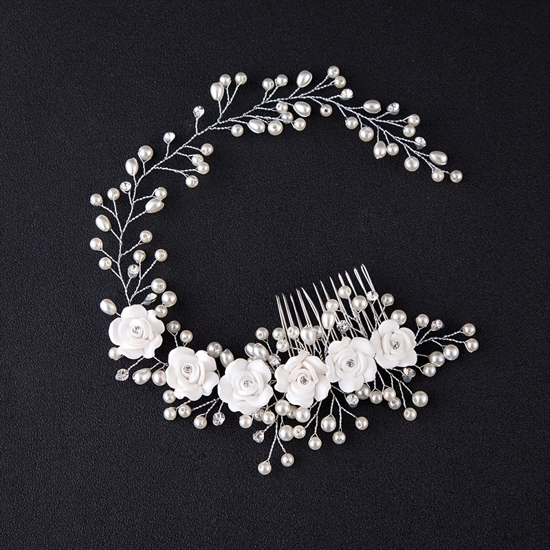 Wedding Flower Pearl Hair Comb Bridal Hair Clip