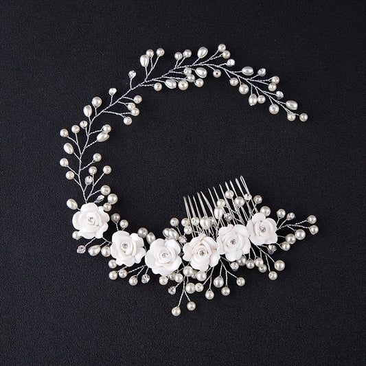 Wedding Flower Pearl Hair Comb Bridal Hair Clip