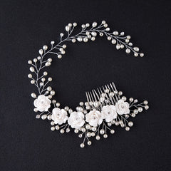 Wedding Flower Pearl Hair Comb Bridal Hair Clip