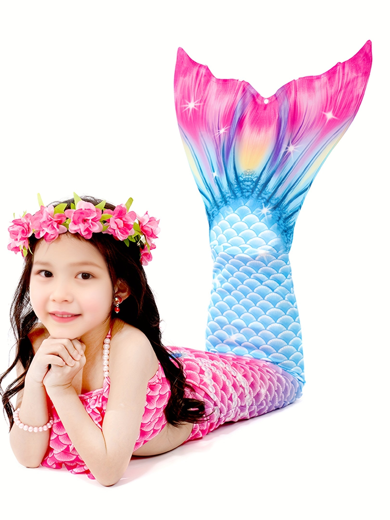 Mermaid Costume Swimsuit 3pc Set w/ Accessories Mermaid Princess Dress Up