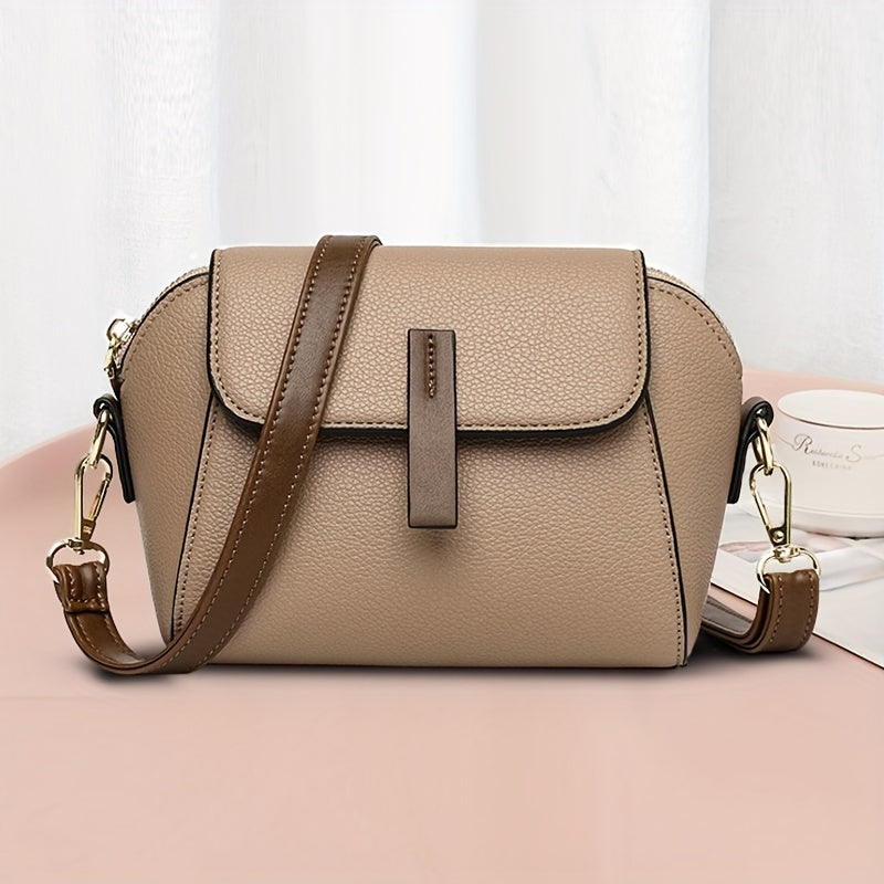 Mini Flap Crossbody Bag Solid PU Leather Shoulder Bag for Women