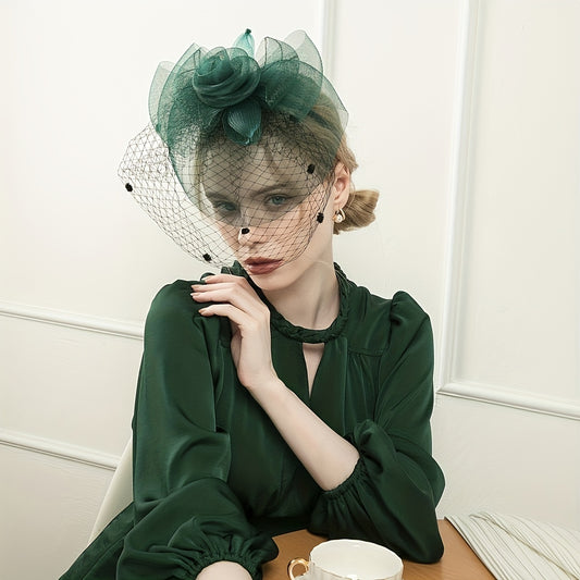 Women Yarn Flower Head Piece Derby Hat Accessories