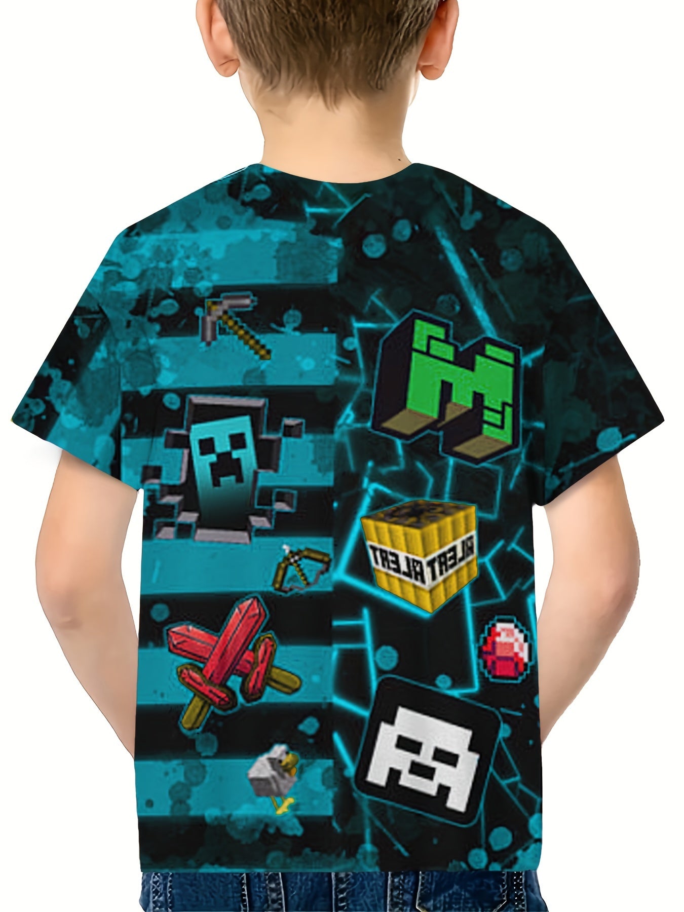 Boy's Cartoon Graphic T shirt Casual Slightly Stretch Breathable Novel Tee