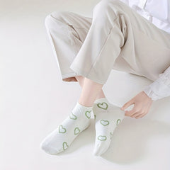5 Pairs Heart Short & Crew Socks Women's Stockings