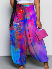  Tie Dye High Rise Drawstring Loose Carrot Pants