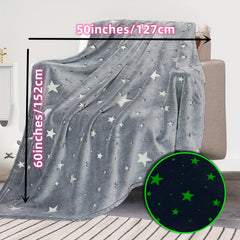 Kids Glow In The Dark Blanket Soft Cozy Warm Fuzzy Throw Blanket Gray