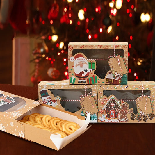 3pcs Christmas Print Packing Box Christmas Cookie Boxes For Gift Giving