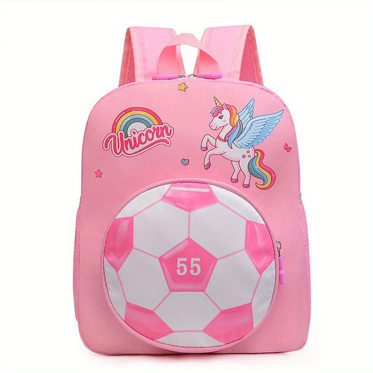 Kids Soccer Unicorn Dinosaur Backpack Waterproof Lightweight School Travel Bag
