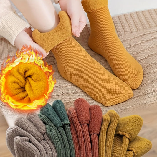 8 Pairs Striped Velvet Thick Warm Sleeping Crew Socks