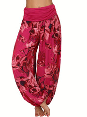 Boho Floral Print Harem Pants for Women