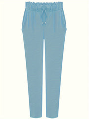  Casual Pants Women's Plus Solid Elastic Drawstring