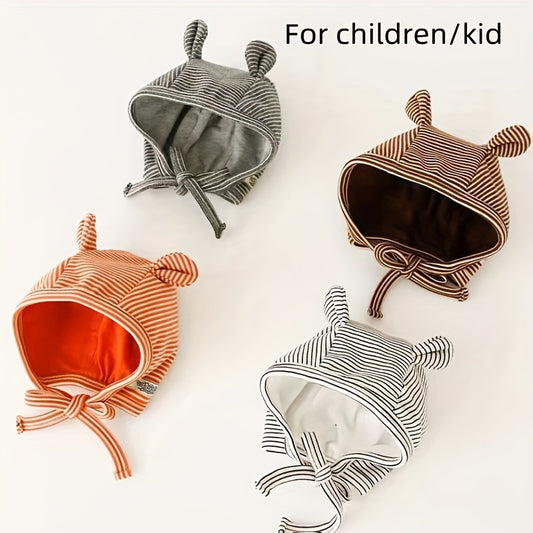 Striped Baby Ear Protection Hat Spring Autumn Cap