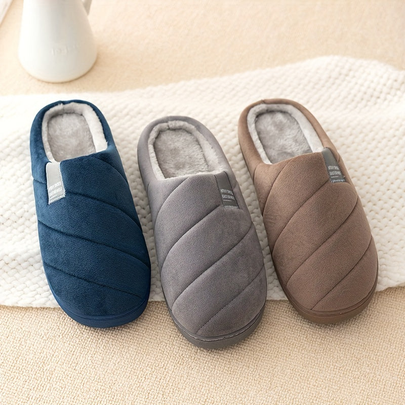 Men's Plush Lining Slip On Platform Slides