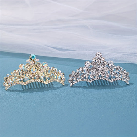 Girl's Rhinestone Crown Hair Comb - Princess Decorative Hair Accessory