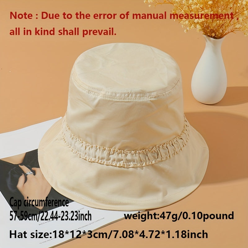 Thin Bucket Hat Drawstring Breathable Outdoor Cap Women Sun Beach