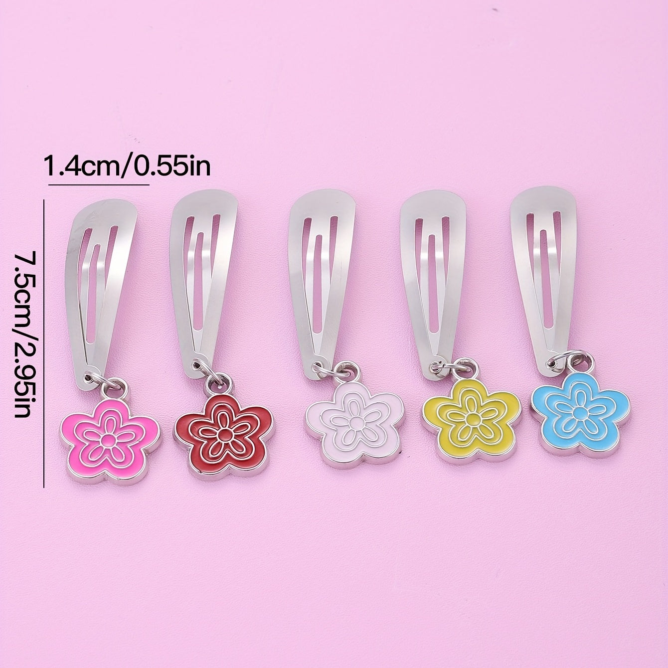 5pcs Flower Pendant Hair Clip Non Slip Hair Slides