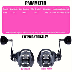 OUYALINE Baitcasting Fishing Reel 7.2:1 Gear Ratio 15kg Max Drag Waterproof