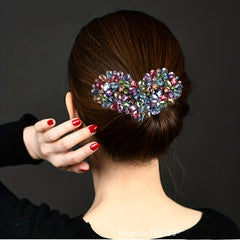 Heart Rhinestone Hair Clips French Barrette Hair Bun Maker