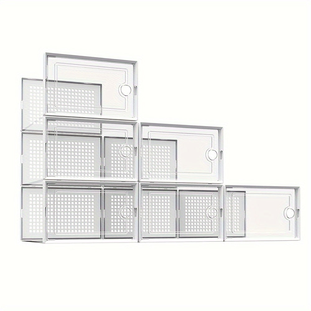12pcs Shoe Rack Box With Door Stackable Shoe Cabinet Drawer