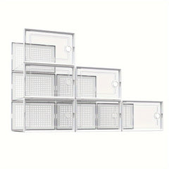 12pcs Shoe Rack Box With Door Stackable Shoe Cabinet Drawer