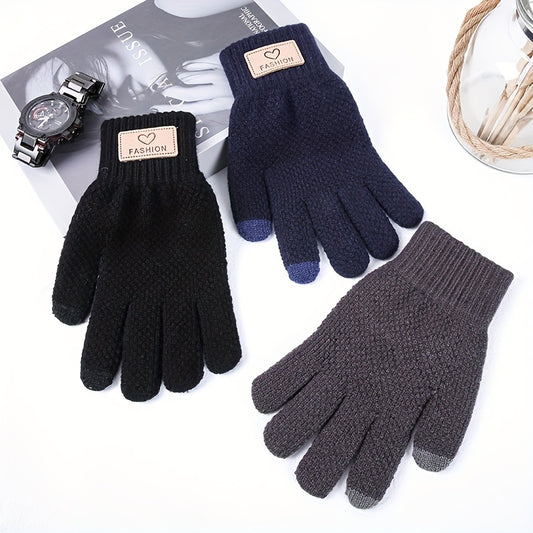 Knitted Pineapple Pattern Gloves for Men Women Non Slip Warm Gloves
