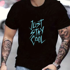 Just Stay Print Men's Graphic Crew Neck Active T shirt