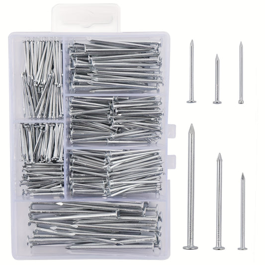 280pcs 6 Sizes Galvanized Nails Assortment Kit with Storage Box