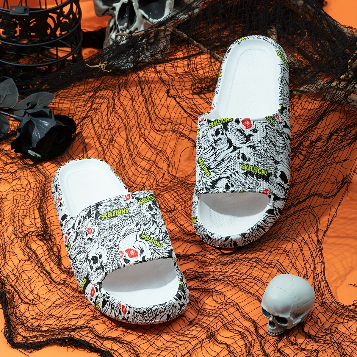 Men's Halloween Theme Slides Non Slip Slippers Open Toe Shoes