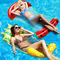 Inflatable Water Hammock Floating Pool Lounge Chair with Air Pump