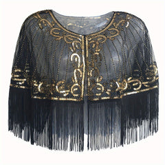 1920s Retro Sequin Shawl Tassel Wrap Flapper Shawls