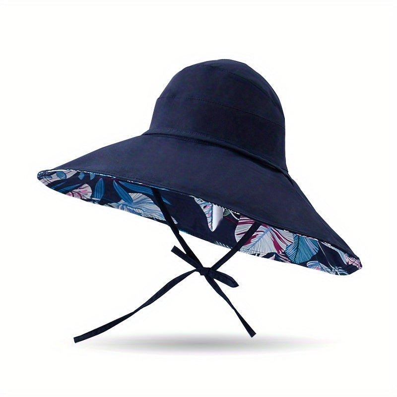 Leaf Pattern Print Sun Hat Wide Brim Sunshade Visor Hat