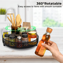 Lazy Susan Organizer Kitchen Rotating Spice Rack Double Handles