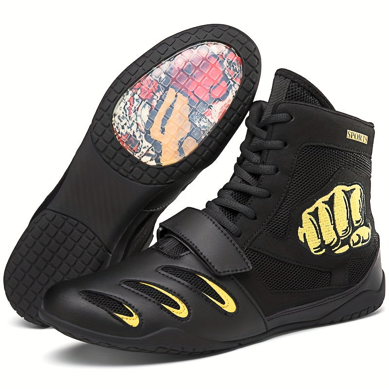 Men's Boxing Shoes Non Slip Durable Lace Up Wrestling Shoes