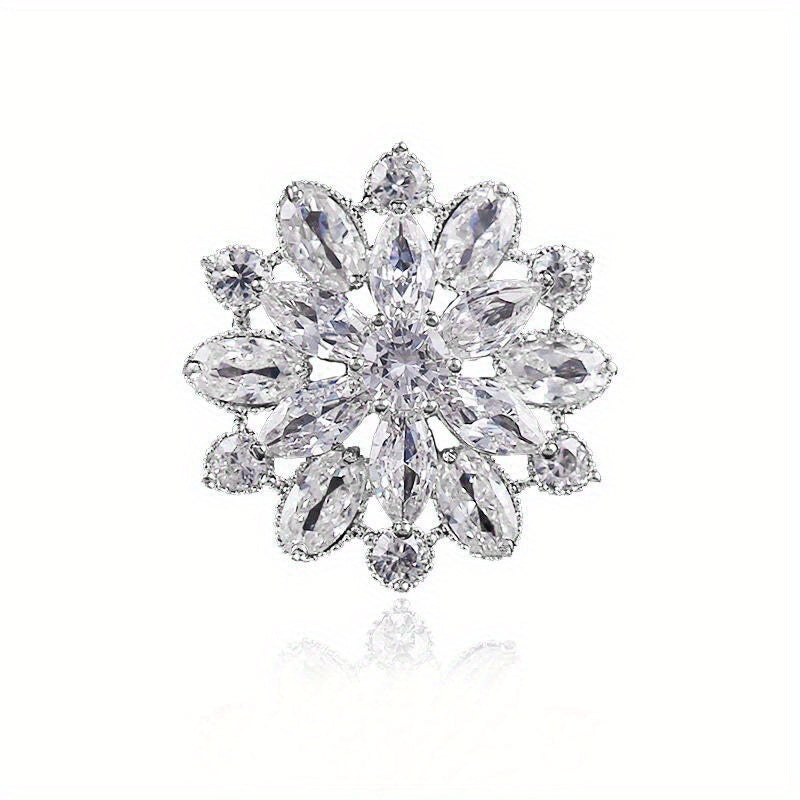 Snowflake Copper Brooch For Men Charm Banquet Prom Costume Jewelry Gift
