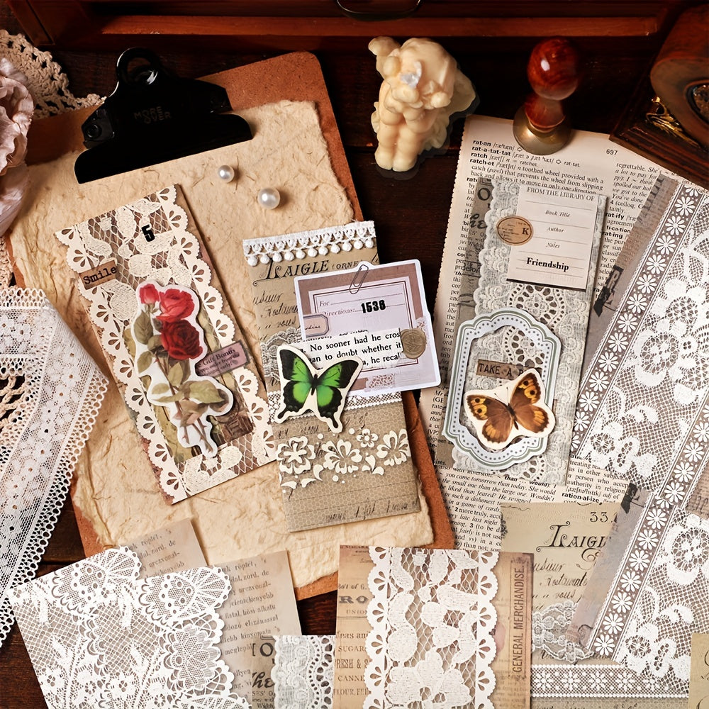 30pcs Lace Story Series Journal Diary Decoration Material Pack Non Self Adhesive