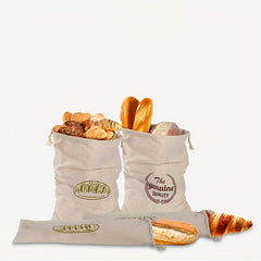 Linen Bread Bag Reusable French Baguette Drawstring Bag