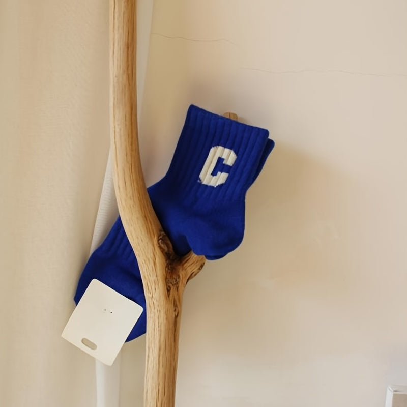 3 Pairs Solid & Letter Pattern Women's Socks