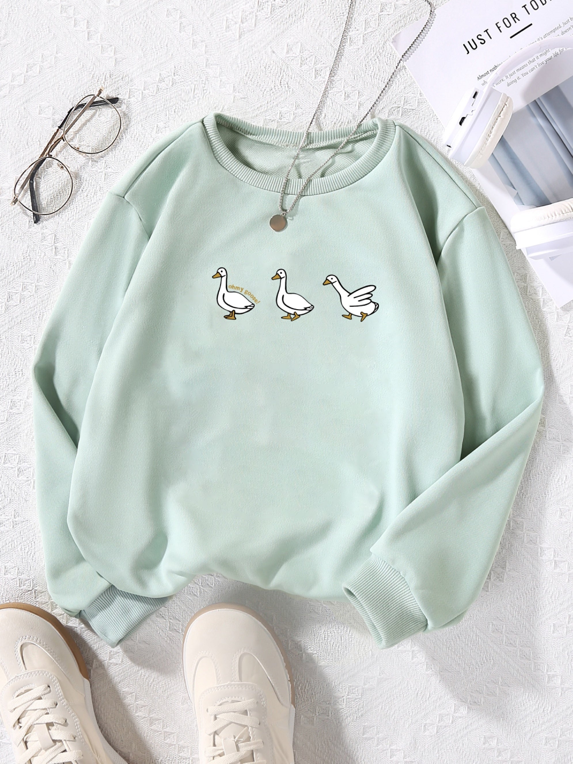 Girls' Smile Ducks Graphic Crew Neck Sweatshirt Pullovers for Kids