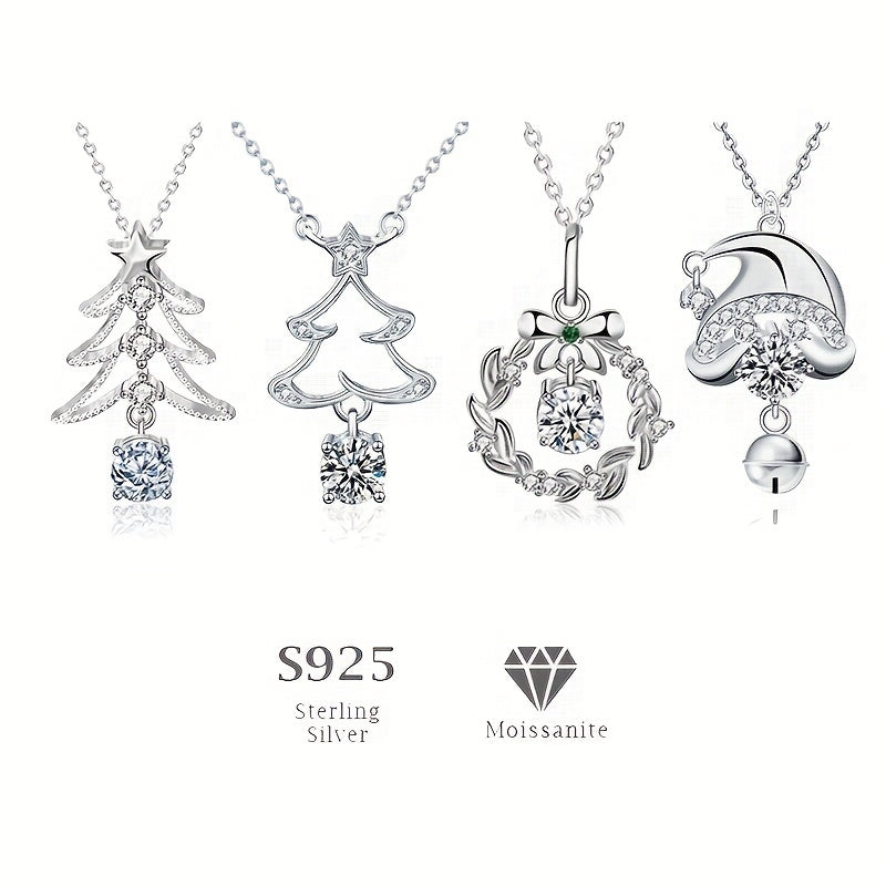 Christmas Gift Tree Pendant Necklace 925 Sterling Silver